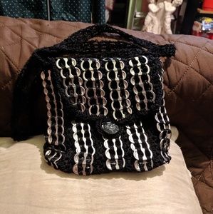 Crotched pop tab black purse